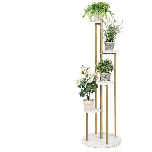 Pflanzenstaender Metall 4 Etagen, Blumentreppe für Topfpflanzen, Blumentopfhalter in Leiterform,