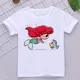 Disney-T-shirt imprimé princesse sirène Kawaii pour enfants vêtements de dessin animé doux pour