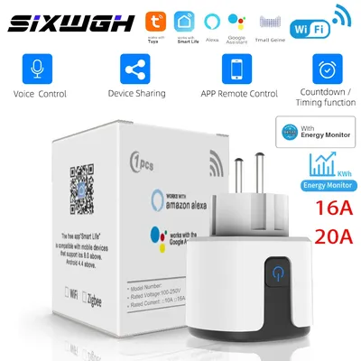 SIXWGH-Prise de courant électronique intelligente Tuya avec fonction de synchronisation de