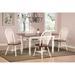 Andrews 5-Piece Solid Wood Top Distressed Antique White with Chestnut Brown Dining Table Set with Windsor Chairs