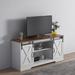 59 inch Farmhouse X-Pattern TV Stand Cabinet with 2 Adjustable Shelf