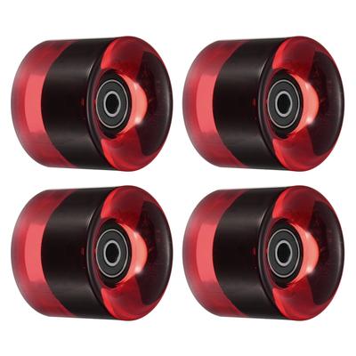 60mm Longboard Wheels with Bearings Skateboard Wheel 80A, Clear Red Black 4pcs