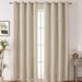 Goory 1-Piece Double Layer Solid Color Blackout Window Curtain Thermal Insulated Window Drape Hollow Out Star Room Darkening Curtain Beige-2 Layers 52 x 96 inch