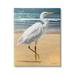 Stupell Industries White Heron Bird Standing Beach Shoreline Waves Painting Gallery Wrapped Canvas Print Wall Art Design by Diane Neukirch