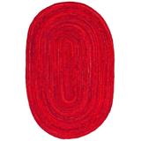 SAFAVIEH Braided Calvin Solid Shades Area Rug Red 4 x 6 Oval