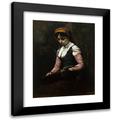 Jean-Baptiste-Camille Corot 20x24 Black Modern Framed Museum Art Print Titled - Girl with Mandolin (1860-65)