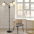 DingLiLighting Tree Floor Lamp with 3 Adjustable Rotating Lights and Matching LED Bulbs Standing Tall Pole Lamps for Living Room Bedroom Home Office Black