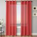 1 PANEL MIRA SOLID RED SEMI SHEER WINDOW FAUX SILK ANTIQUE BRONZE GROMMETS CURTAIN DRAPES 55 WIDE X 95 LENGTH