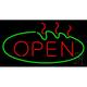 Green Oval Open LED Neon Sign 20 x 37 - inches Black Square Cut Acrylic Backing with Dimmer - Bright and Premium built indoor LED Neon Sign for restaurant window and interior decor.