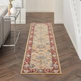 Nourison Parisa Bordered French Country Gold Brick 2 3 x 10 Area Rug Plush Bedroom Kitchen Living Room