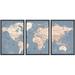 wall26 Framed Canvas Print Wall Art Set Retro Vintage Antique Pastel World Map Global Country Illustrations Modern Art International Educational for Living Room Bedroom Office - 24 x36 x3