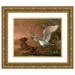 Abraham Hondius 24x20 Gold Ornate Framed and Double Matted Museum Art Print Titled - A Swan Attacking a Dog