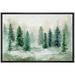 wall26 Framed Canvas Print Wall Art Pastel Green Pine Tree Forest Landscape Nature Wilderness Illustrations Fine Art Decorative Rustic Multicolor for Living Room Bedroom Office - 24 x36