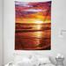 Hawaiian Tapestry Dramatic Picture of Sunset Over Beach Sun Rays Reflection on Sea Evening View Wall Hanging for Bedroom Living Room Dorm Decor 60W X 80L Inches Yellow Orange by Ambesonne