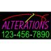 Red Alteration with Phone Number LED Neon Sign 13 Tall x 24 Wide - inches Black Square Cut Acrylic Backing with Dimmer - Bright and Premium built indoor LED Neon Sign for Storefront.