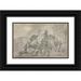 Julius Caesar Ibbetson 24x17 Black Ornate Framed Double Matted Museum Art Print Titled: A Lioness Attacking the Off-Leader of the Exeter Mail Coach Outside the Pheasant Inn Winter