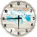 Large Wood Wall Clock 24 Inch Round Turtle Wall Art Ohana Sea Turtles Beach Ocean Sand Round Small Battery Operated White