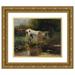 Willem Maris 24x20 Gold Ornate Framed and Double Matted Museum Art Print Titled - Cow Beside a Ditch (C. 1885 - C. 1895)