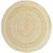 3 X 3 Rug Jute Beige Modern Hand Woven Scandinavian Circles Room Size Round