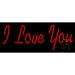 Red I Love You LED Neon Sign 13 x 32 - inches Black Square Cut Acrylic Backing with Dimmer - Bright and Premium built indoor LED Neon Sign for Defence Force.