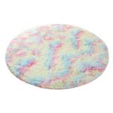 63.78x63.78 inches Soft Round Area Rug for Bedroom Modern Fluffy Circle Rug Indoor Plush Circular Nursery Rugs Area Rugs for Living Room Rainbow