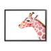 Calm Giraffe Portrait Red Brown Safari Animal 30 in x 24 in Framed Painting Art Print by Stupell Home DÃ©cor