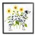 Stupell Industries Dalmatian Pet Dog Minimal Yellow Sunflower Field Black Framed by Annie Warren