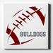 Bulldogs Football - Maroon Gray - 10 x 10 - Decorative Canvas Wall Art - White Edge - 5/8 Gallery Wrapped