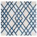 SAFAVIEH Berber Shag Kyle Geometric Area Rug Ivory/Blue 6 7 x 6 7 Square