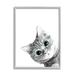 Stupell Industries Monochrome Cat Kitten Peeking Glasses Portrait Graphic Art Gray Framed Art Print Wall Art 16x20 by Annalisa Latella