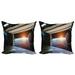 Outer Space Throw Pillow Cushion Cover Pack of 2 Earth Scene from a Space Plane Runway Gate Globe Galaxy up to Stars Picture Zippered Double-Side Digital Print 4 Sizes Multicolor by Ambesonne