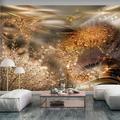 Tiptophomedecor Peel and Stick Floral Wallpaper Wall Mural - Gold Dandelions - Removable Wall Decals