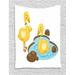 Duck Tapestry Funny Cartoon Illustration of Two Ducks in a Pond Nursery Composition Wall Hanging for Bedroom Living Room Dorm Decor 60 W X 80 L Mustard Umber and Pale Blue by Ambesonne