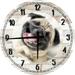 Large Wood Wall Clock 24 Inch Round Dog Wall Art Smiling Pug Dog Cute Pet Round Small Battery Operated White