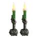 CUTELOVE 2 Pack Skeleton Hand Candle Light Halloween Skull Candle Holder Light Halloween Candles Lighted Lamp Skeleton Ghost Hand