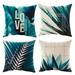 SUFAM Set of 4 Pillow Cases Turkish Tropical Blue Palm Leaf Letter White Throw Pillowcase Cover Cushion Case Home Decor 18x18 inch