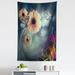 Spring Tapestry Big Gerber Petals with Flying Butterflies Modern Swirls Corner Motif on Blurry Back Fabric Wall Hanging Decor for Bedroom Living Room Dorm 5 Sizes Blue Peach by Ambesonne