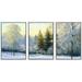 wall26 - 3 Piece Framed Canvas Wall Art - Beautiful Winter Landscape - Modern Home Art Stretched and Framed Ready to Hang - 16 x24 x3 WHITE
