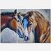 Designart Brown Amorous Horses Animal Art Canvas Print