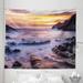 Colorful Tapestry Colorful Sunrise at Halona Cove Eternity Beach Oahu Foggy Coast Seascape Fabric Wall Hanging Decor for Bedroom Living Room Dorm 5 Sizes Yellow Orange Purple by Ambesonne