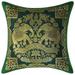 Stylo Culture Indian Zippered Brocade Dark Green And Gold Throw Pillow Covers 12x12 Jacquard Weave Banarasi Cute Throw Pillow Covers Elephant Floral 30x30 cm Decorative Cushion Covers (1 Pc)