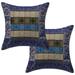 Stylo Culture Ethnic Chair Seat Throw Pillow Covers 16x16 Jacquard Dark Blue Traditional 40x40 cm Home Decor Brocade Floral Zippered Square Cushion Covers | Set Of 2
