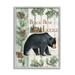 Stupell Industries Black Bear Lodge Rustic Cabin Botanicals Sign Graphic Art Gray Framed Art Print Wall Art Design by Emma Leach