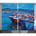 Ambesonne Maritime Curtains 2 Panel Set Harbour by the Sea 108 x 84 Navy Red