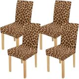 FMSHPON Funny Giraffe Skin Stretch Chair Cover Protector Seat Slipcover for Dining Room Hotel Wedding Party Set of 4