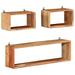 Carevas 3 Piece Wall Cube Shelf Set Solid Acacia Wood