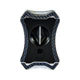 Rocky Patel Viper Cigar Cutter (V-Cut) - Silver Black and Blue Carbon Fiber