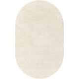 5 x 8 Contemporary Solid Ivory Oval Area Throw Rug