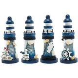 Lighthouse Wooden Statue Model Adornment Miniature Nautical Themed Light Tower Watchtower Ornament Figurines Decor