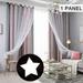 Room Darkening Blackout Stars Gradient Curtains +Mesh 2 Layers Window Panels Drapes for Kids Bedroom Living Room Decor